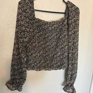 Japna Black and White Floral Blouse